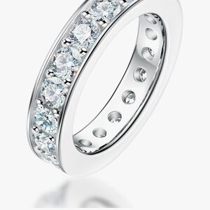 Moissanite Stones Silver Band Ring-Elegant Women's Jewelry Size 9